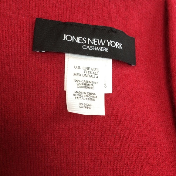 Jones New York Cashmere Scarf Red Embellished - Picture 8 of 10